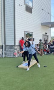IRH residents yard games